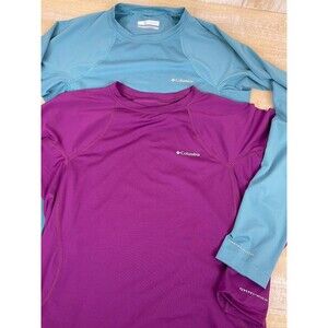 LOT of 2 Columbia Women's Omni-Shade Long Sleeve Shirts Size Medium Teal & Pink